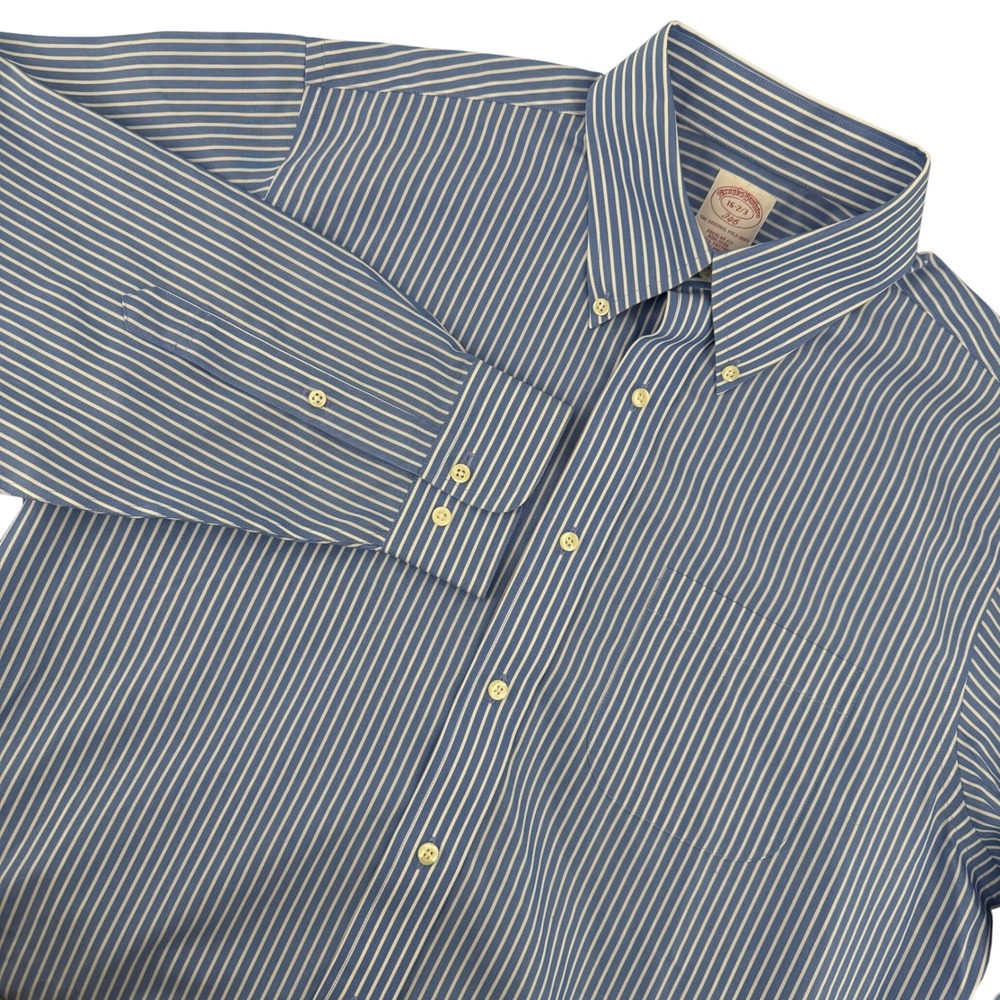 Brooks Brothers Men's 16 2/3 Blue White‎ Stripe Button Down Shirt Regular Fit
